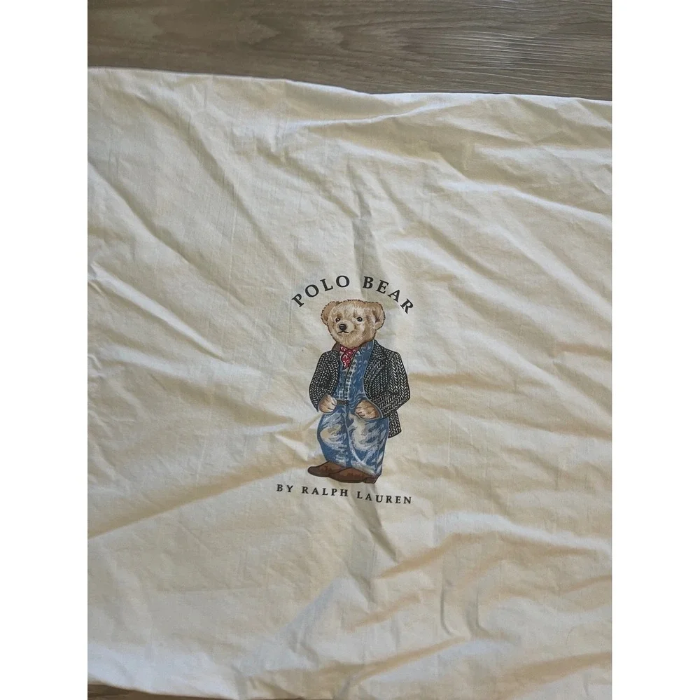 Vintage Ralph Lauren Bear Cowboy Basic Pillow Case Retro 90s Western Bedding